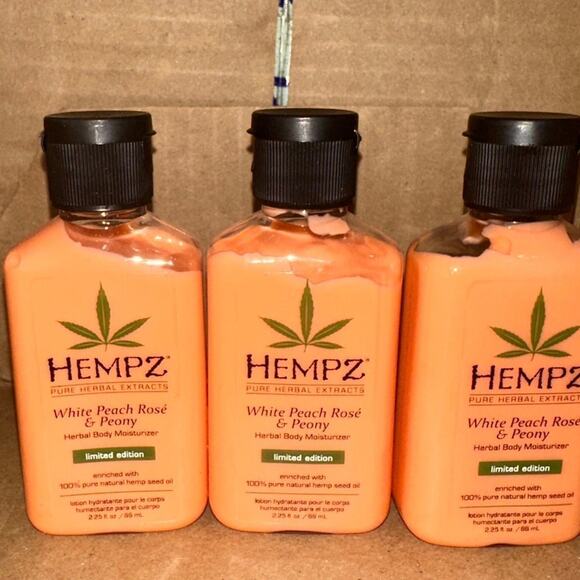 Hempz White peach rose and peony herbal lotion travel